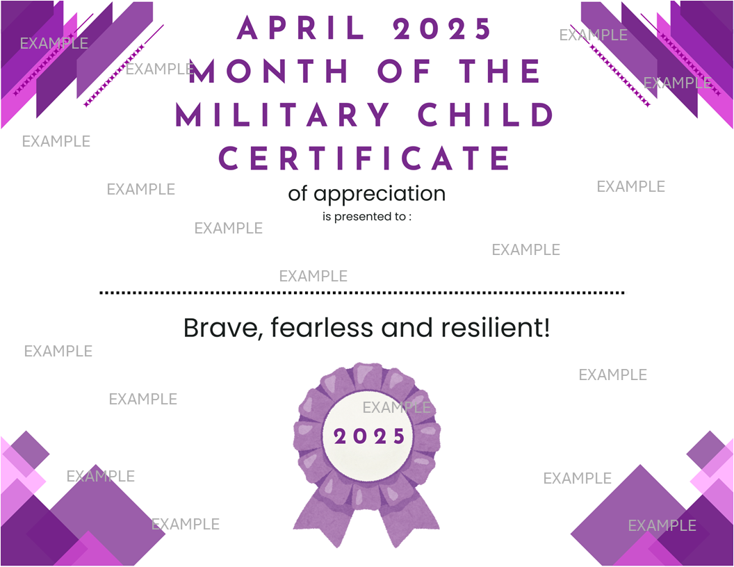 2025 Printable Digital Certificates Month of the Miliary Child (MOMC) Recognition Files 11” x 8.5” Instant Download NON-Editable