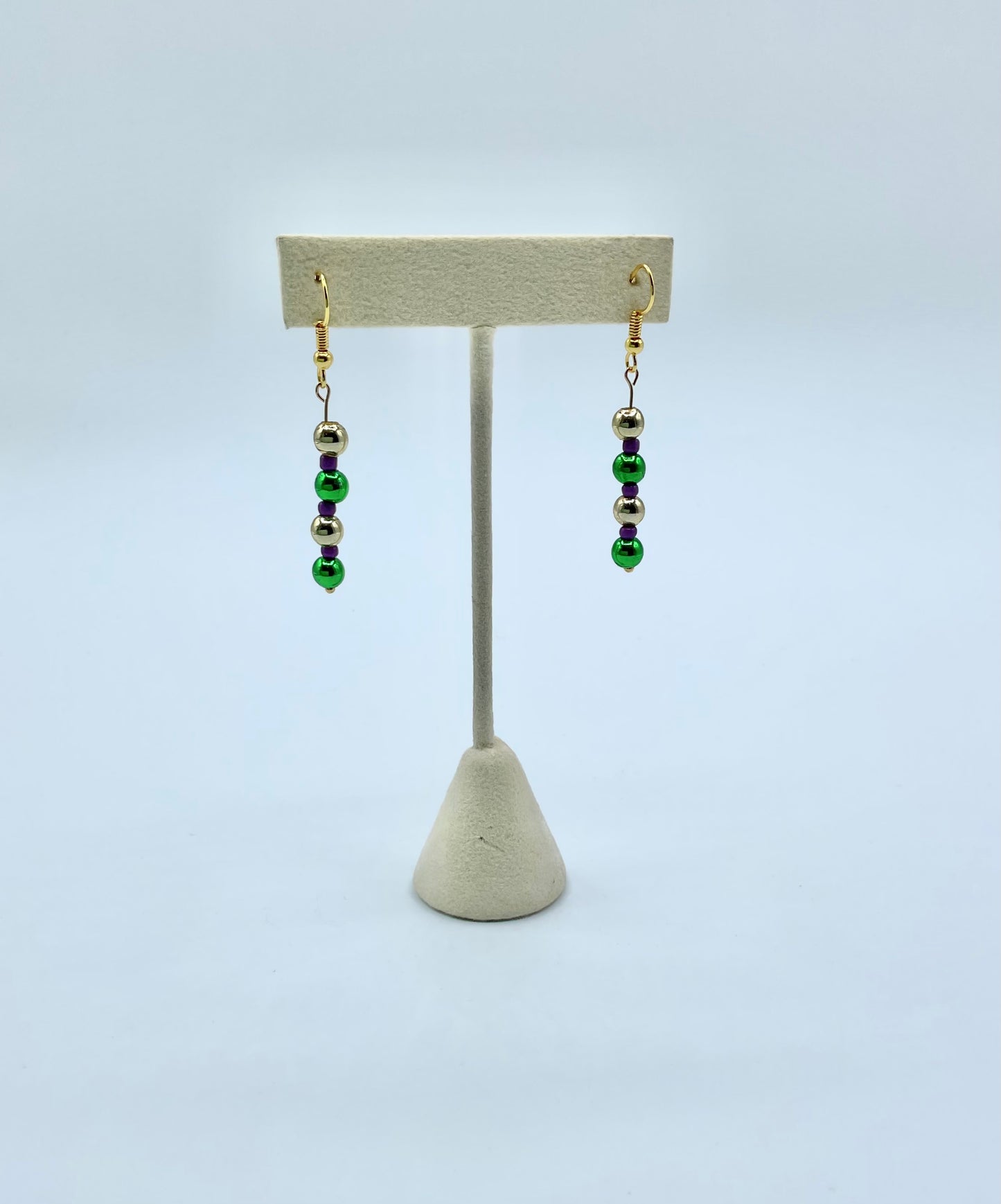 Mardi Gras Inspired Beaded Earrings