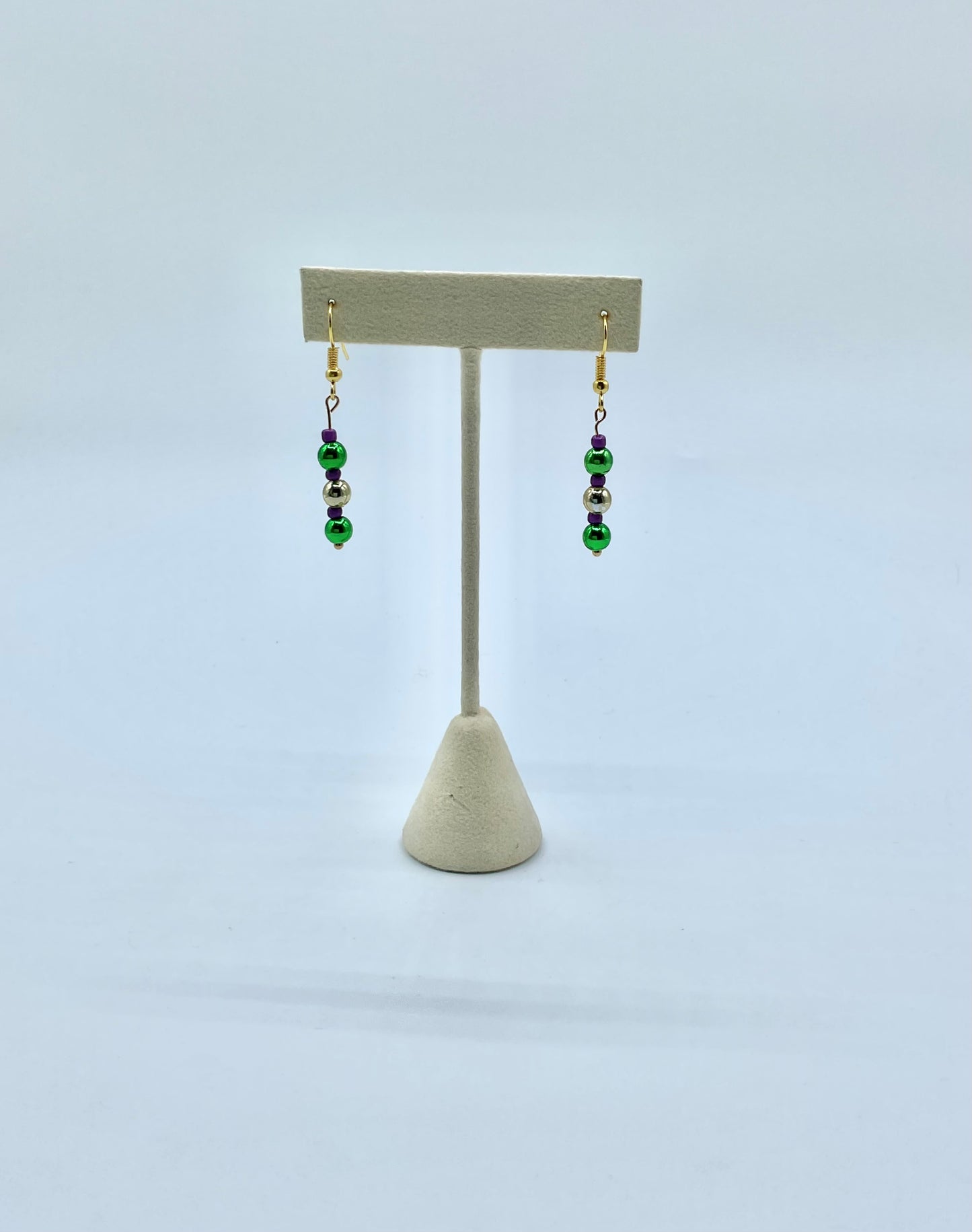 Mardi Gras Inspired Beaded Earrings