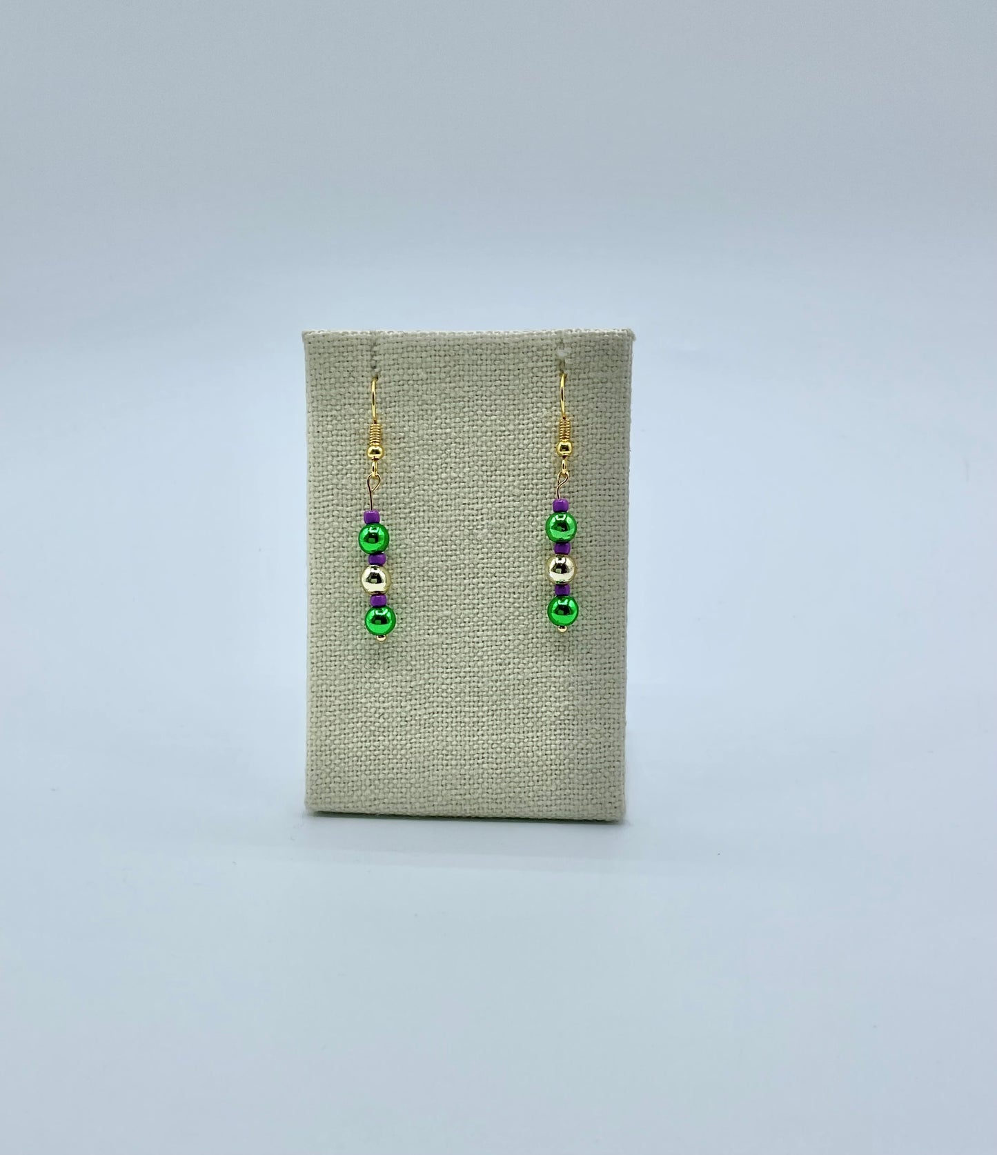 Mardi Gras Inspired Beaded Earrings