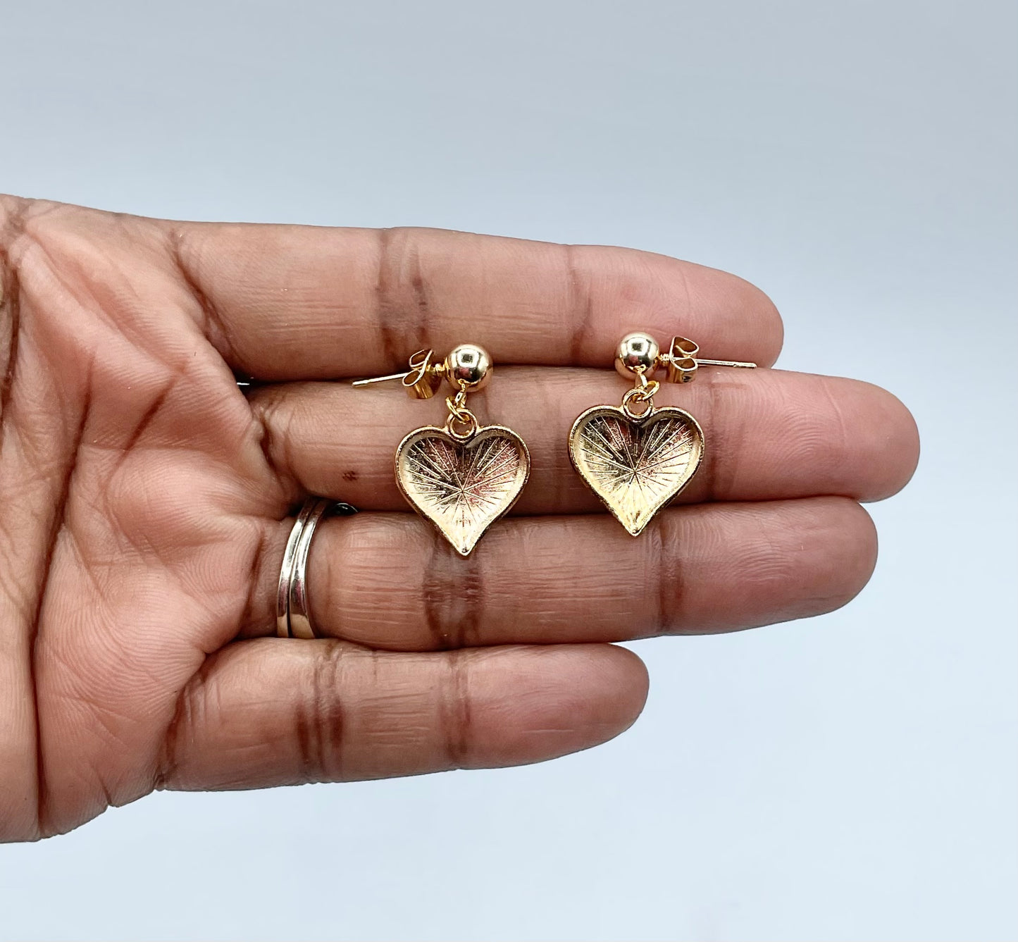 Purple Heart Earrings Dangle Drop Resin Heart Charms with Round Clasp OR Ball Post Studs