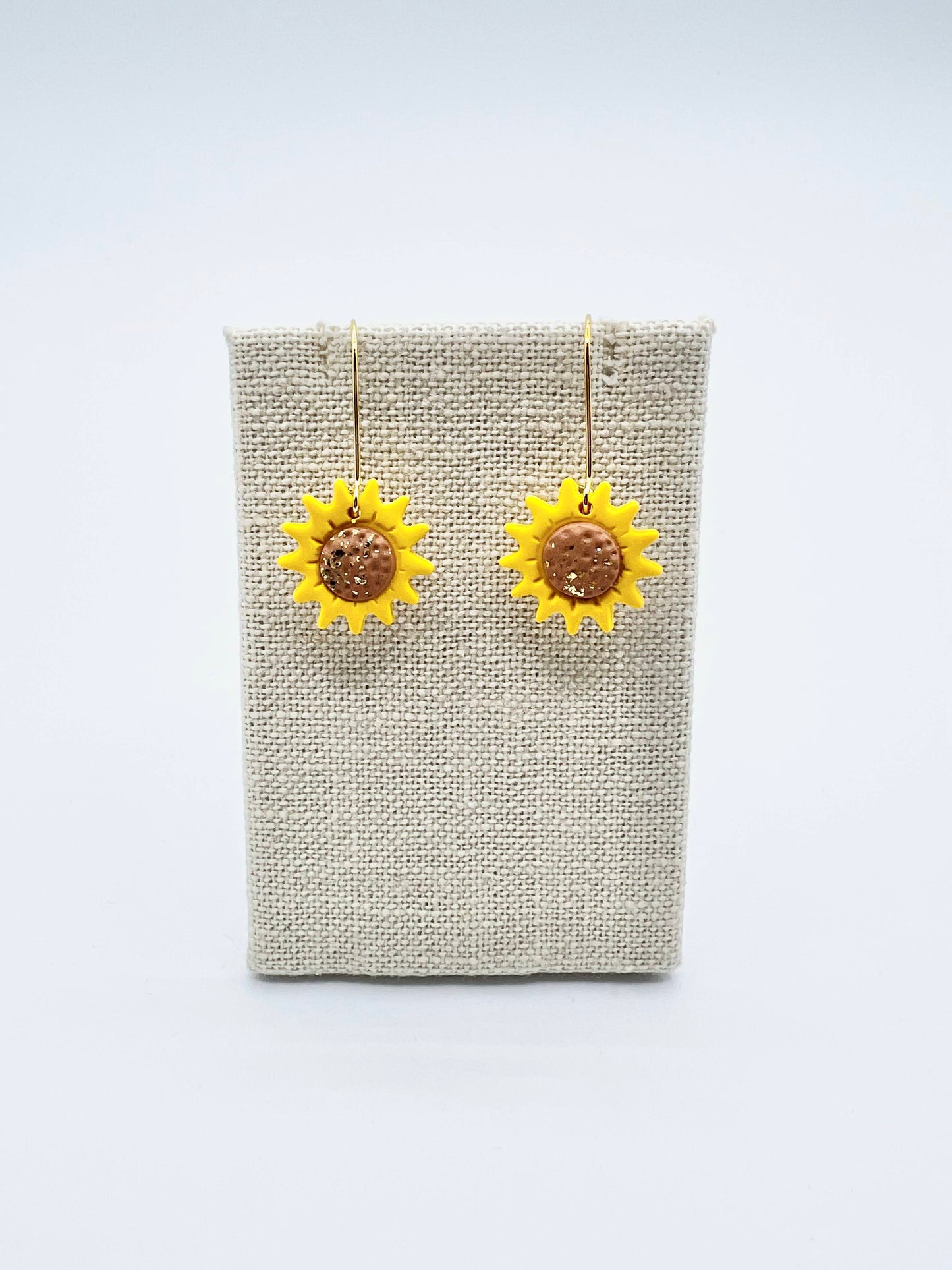 Sunflower Dangle Drop Earrings Polymer Clay Charms