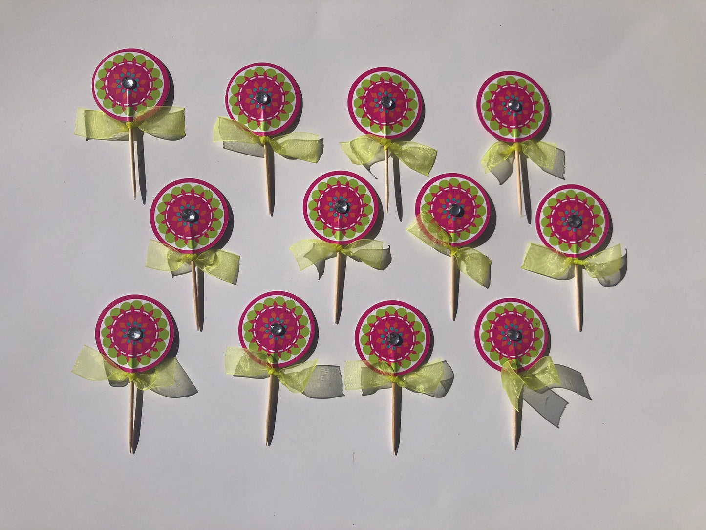 12 Pinwheel Kaleidoscope Cupcake Toppers