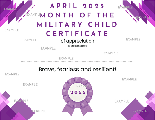 2025 Printable Digital Certificates Month of the Miliary Child (MOMC) Recognition Files 11” x 8.5” Instant Download NON-Editable
