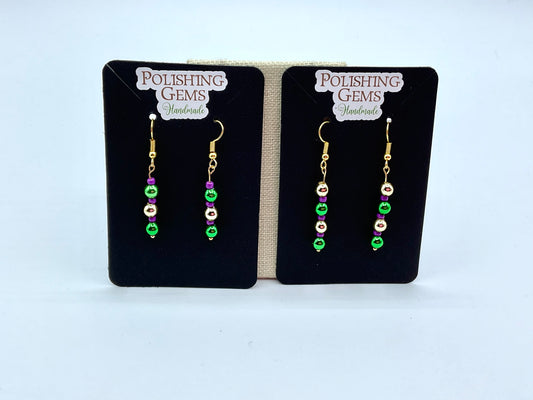 Mardi Gras Inspired Beaded Earrings