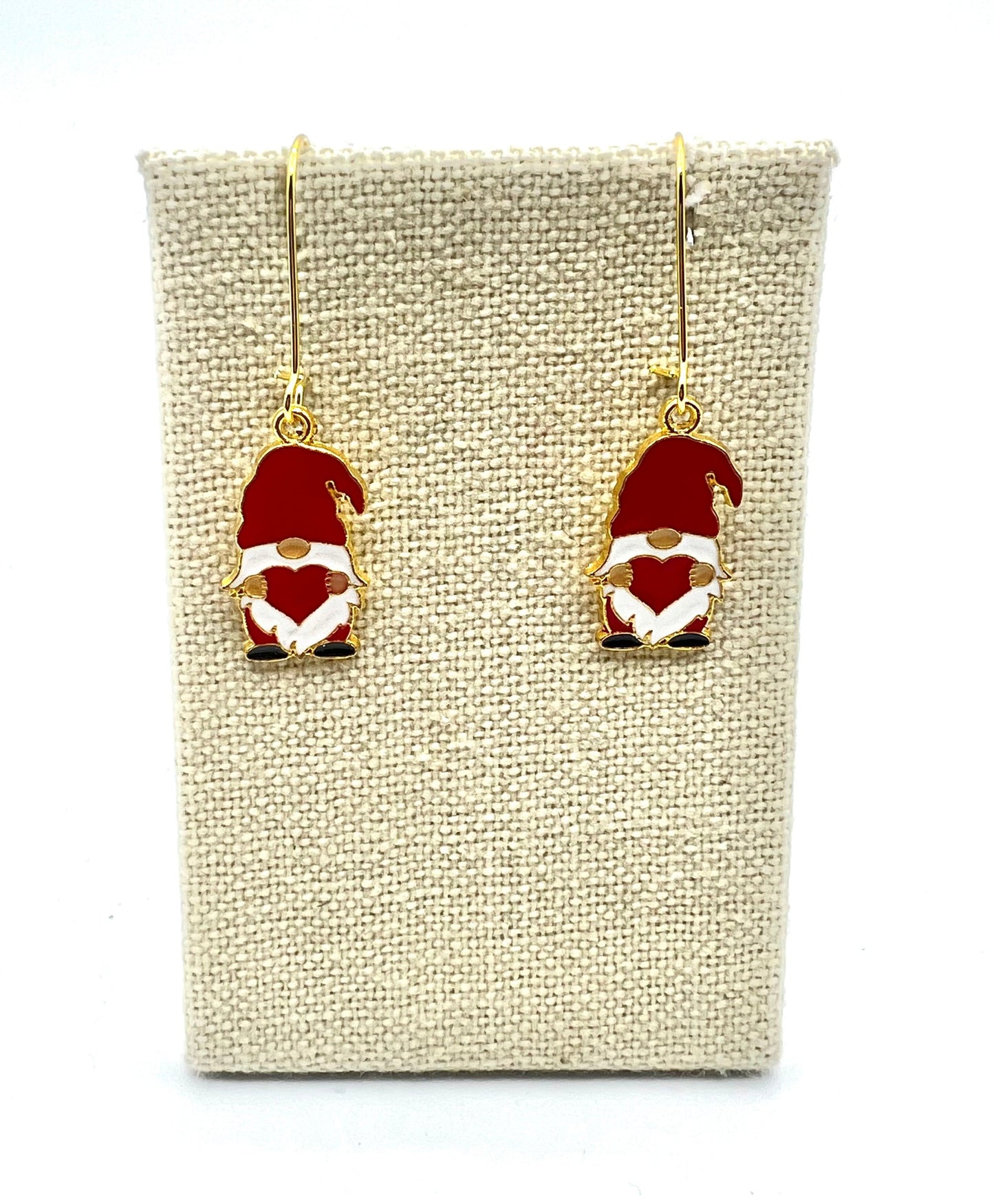 Gnome Heart Earrings Dangle Drop Enamel Charms