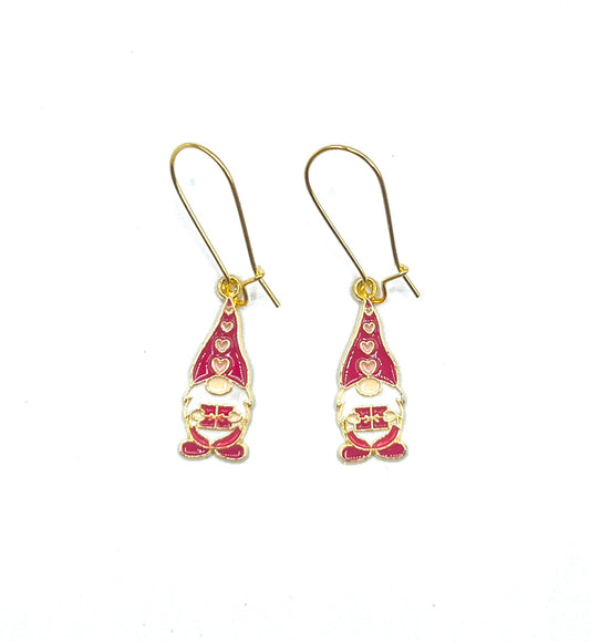 Gnome Earrings Dangle Drop Enamel Gift Holding Charms