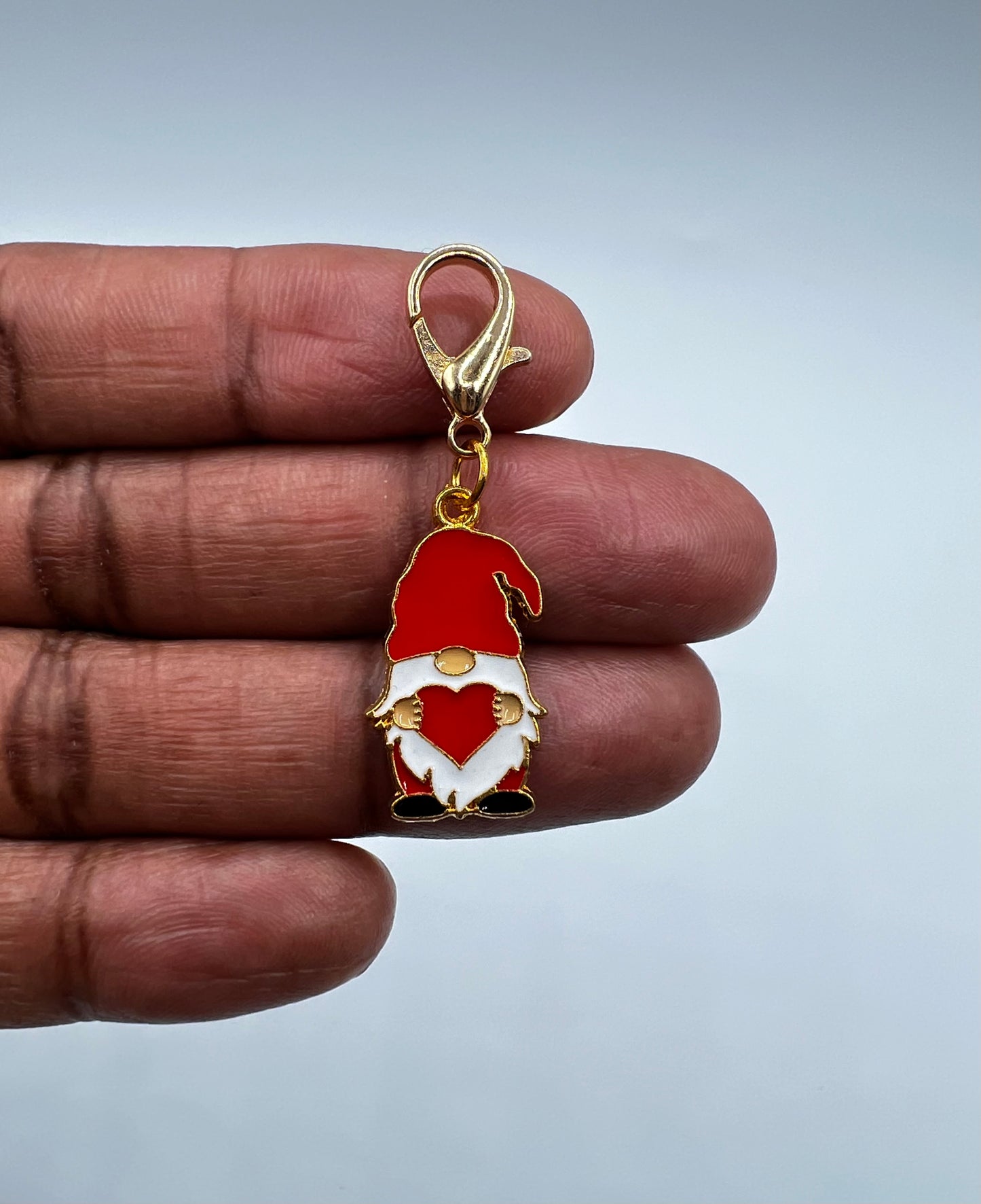 Gnome Charm Valentine's Red Heart Enamel Accessory Friendship Love