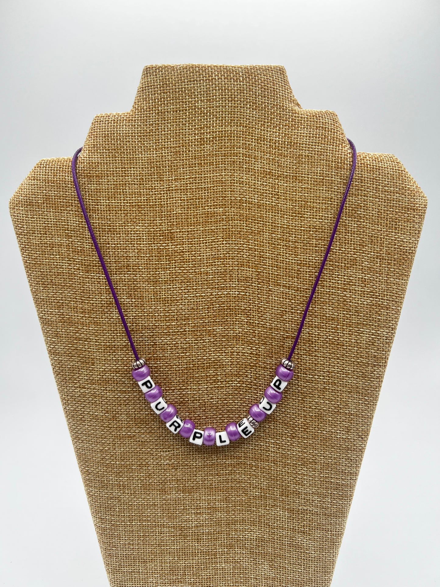 Purple Up Letter Necklace, Purple Up Day Inspired, April Month of the Military Child, MOMC, Purple Waxed Cord, Lobster Claw Clasp