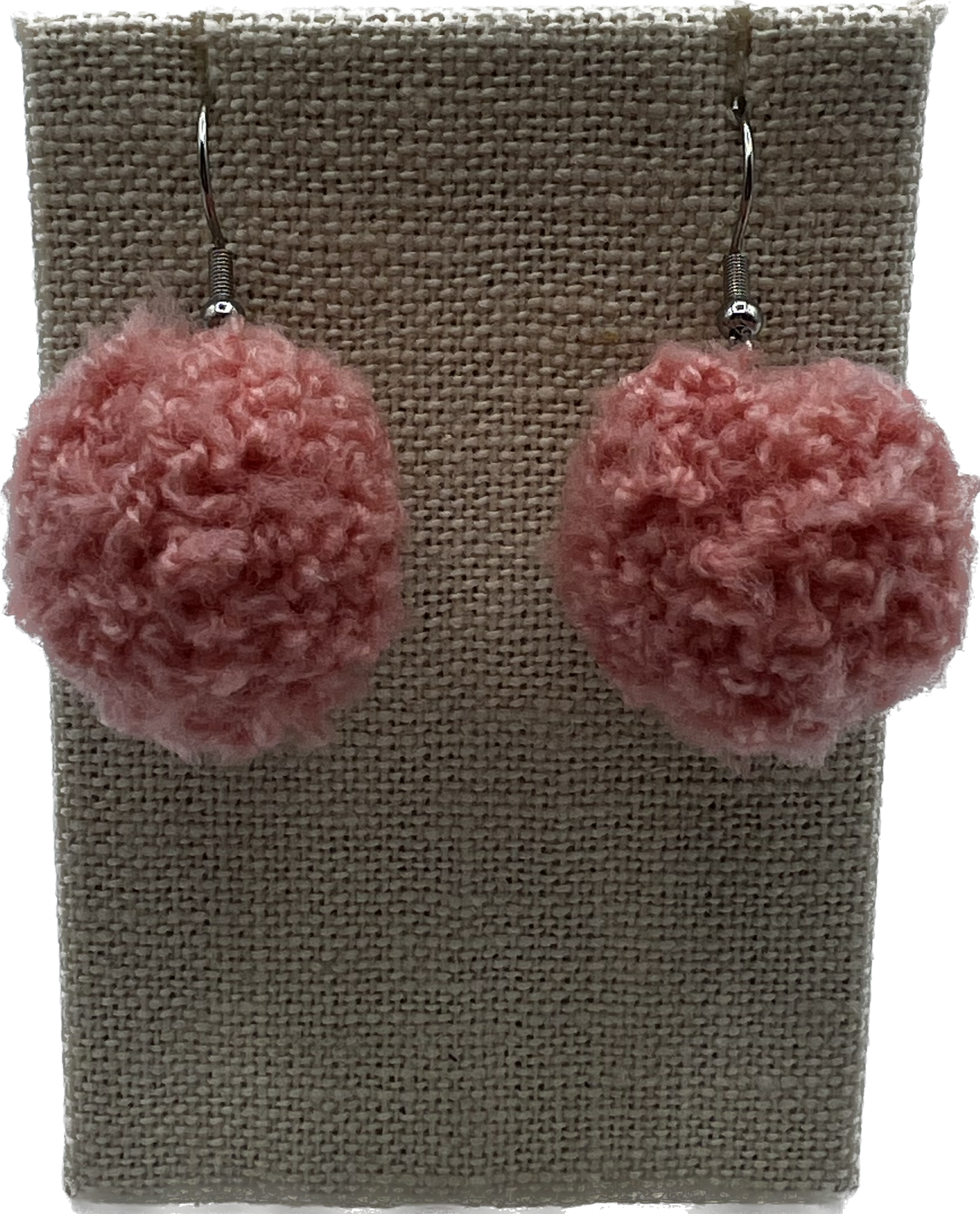 Coral Pink Pom Pom Earrings With Stainless Steel Hooks