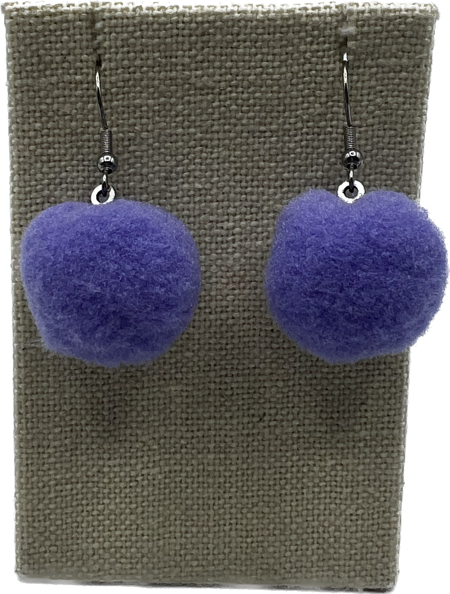 Lavender Pom Pom Earrings With Stainless Steel Hooks