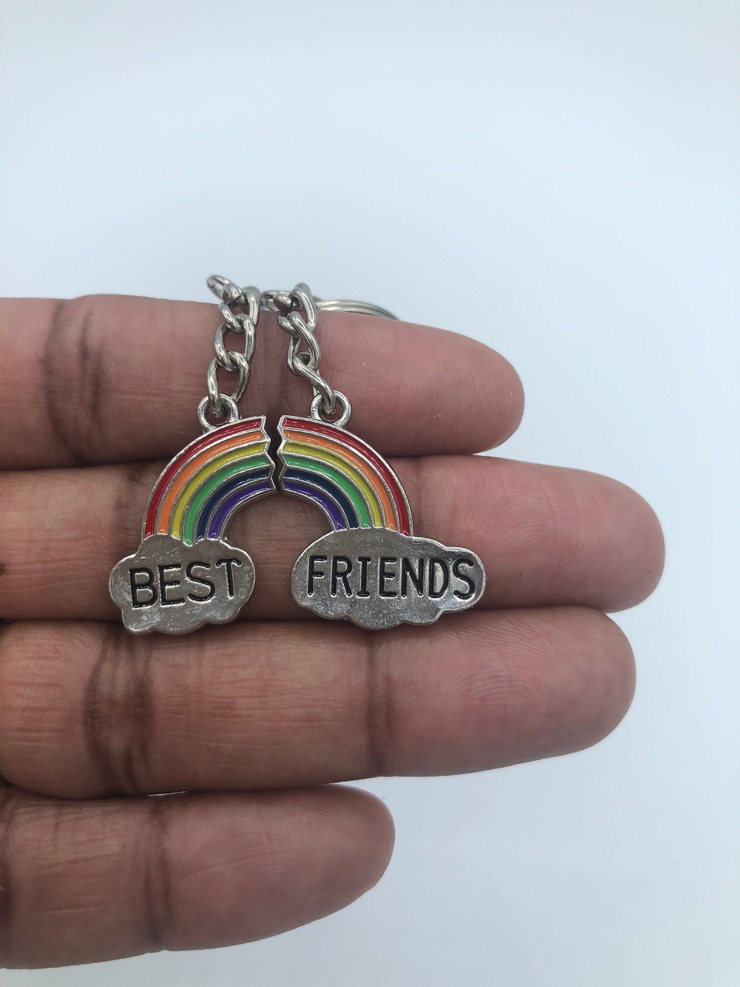 Keychain Charm Set Personalized Rainbow Best Friends