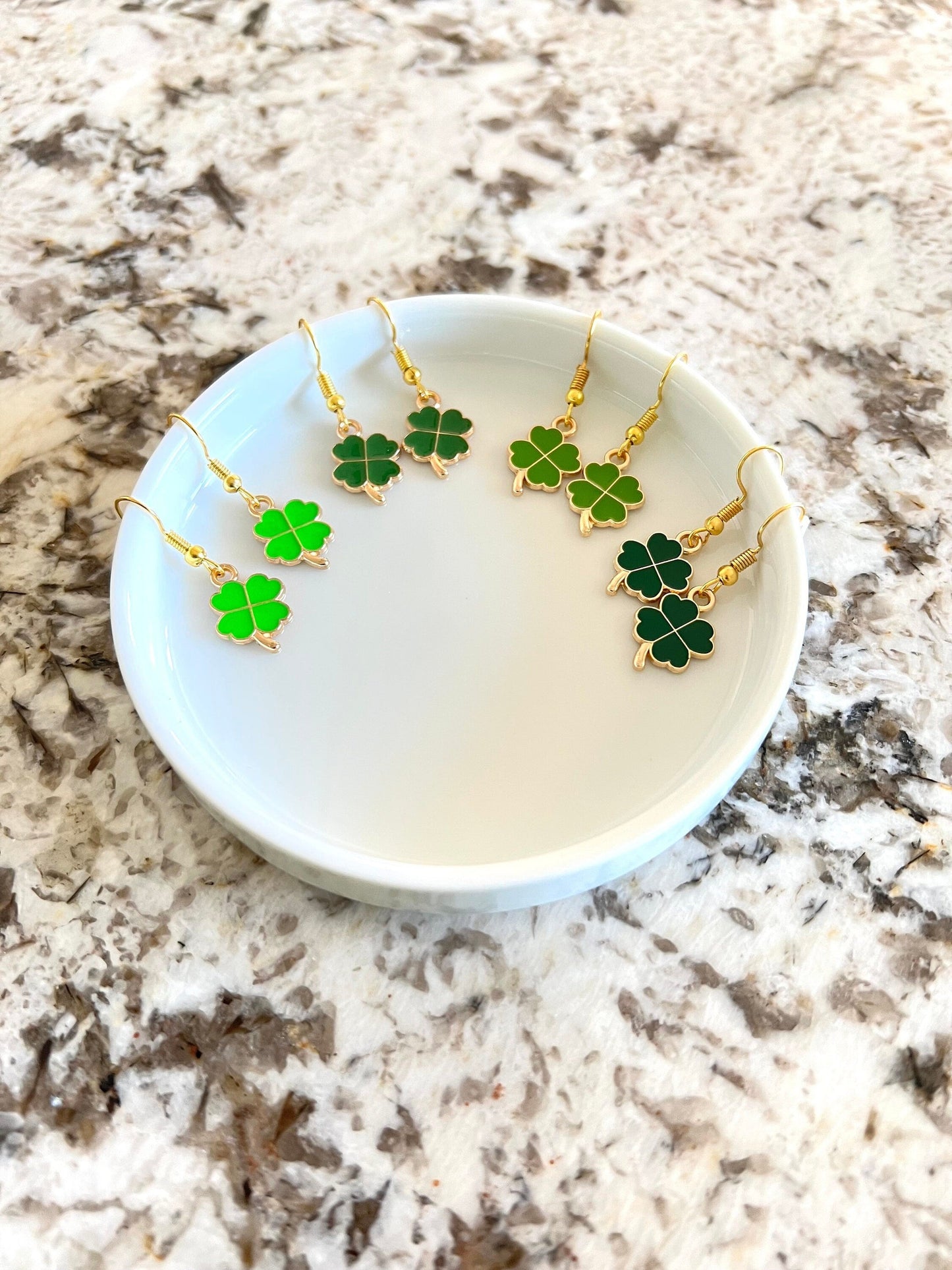 Shamrock 4 Leaf Clover Earrings (Choose From 4 Shades of Green)