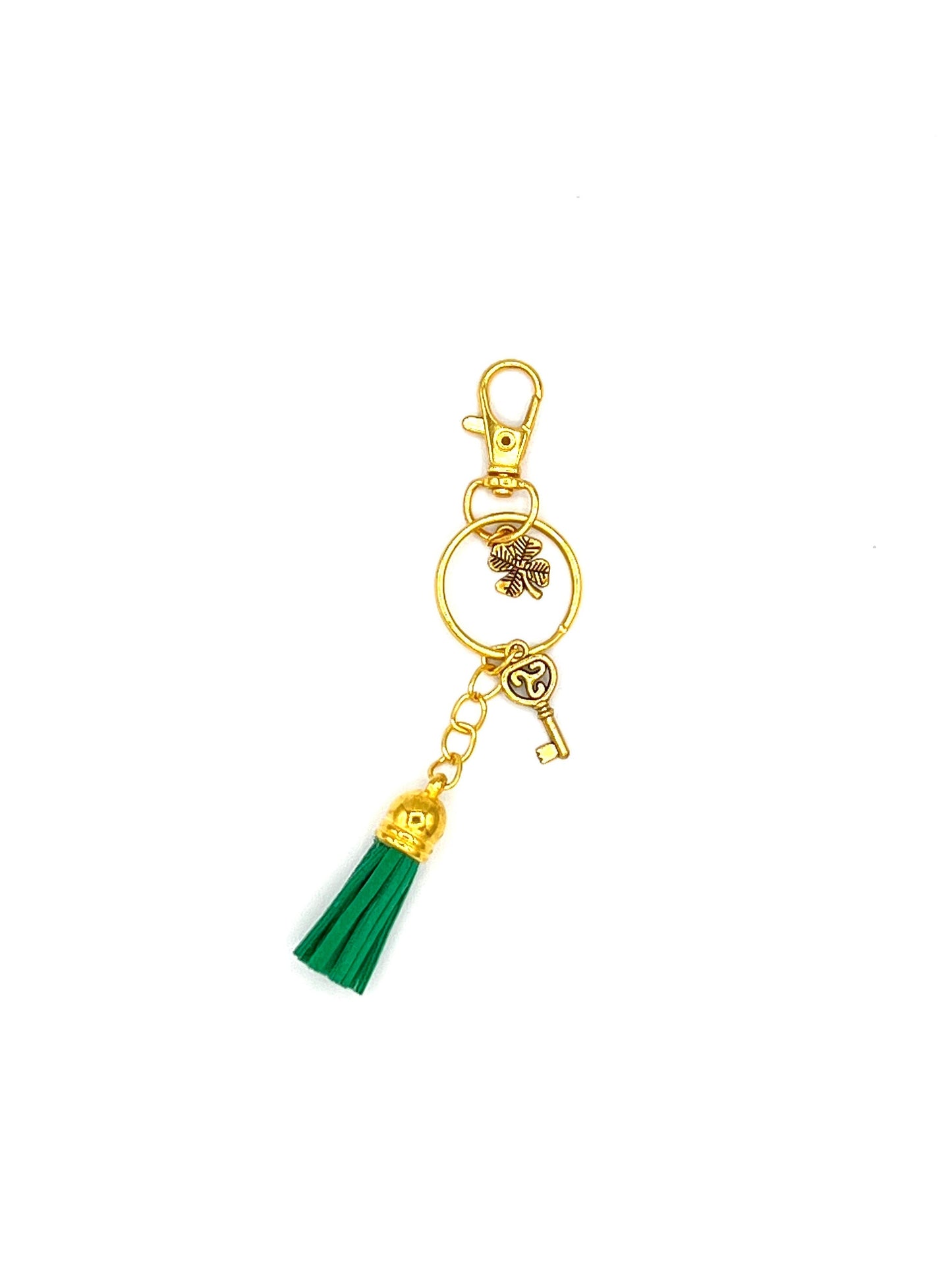 Emerald Green Shamrock Keychain Charm