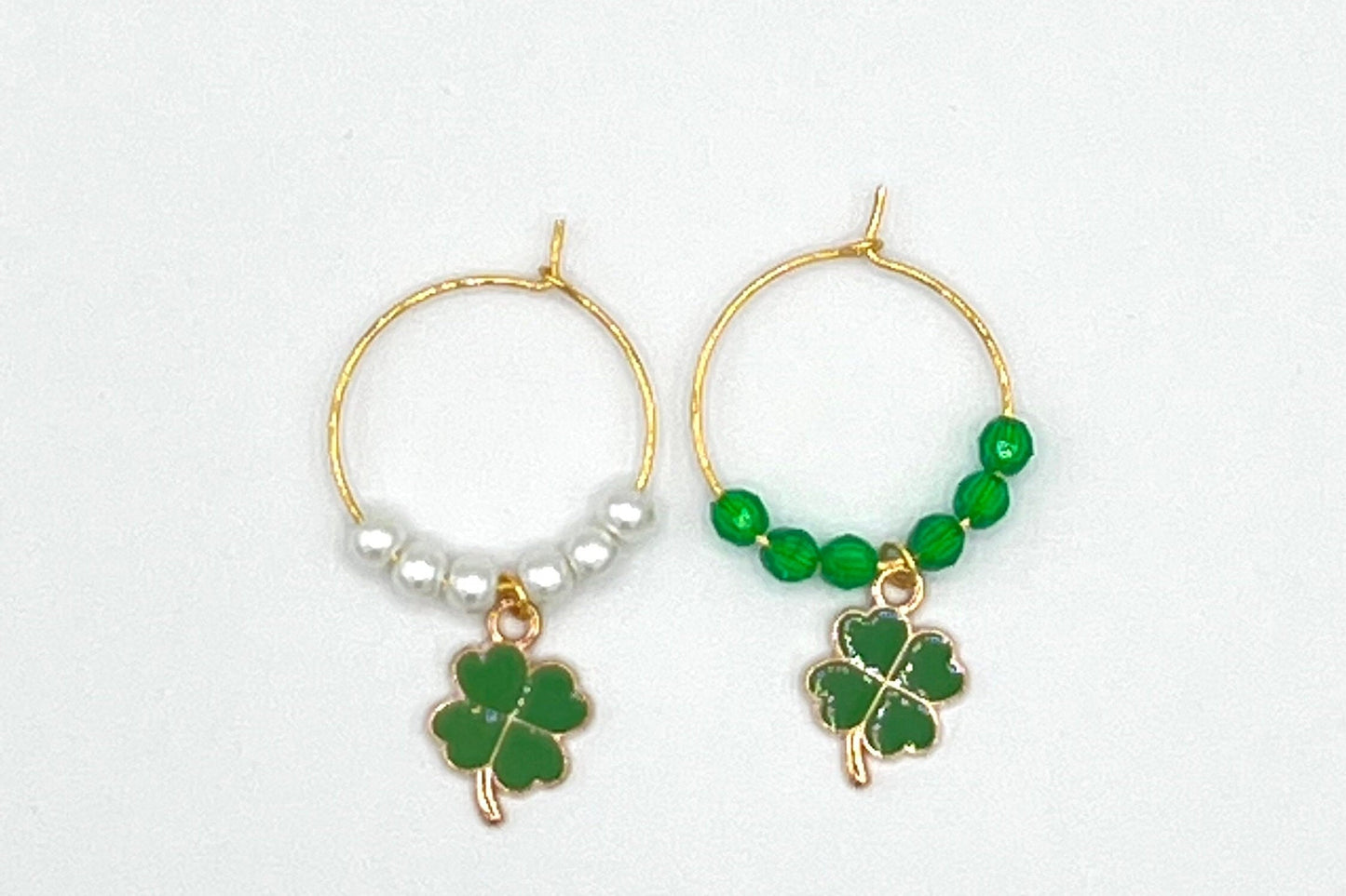 Wine Glass Charm Set - Shamrock 4 Leaf Clover Lucky Charms