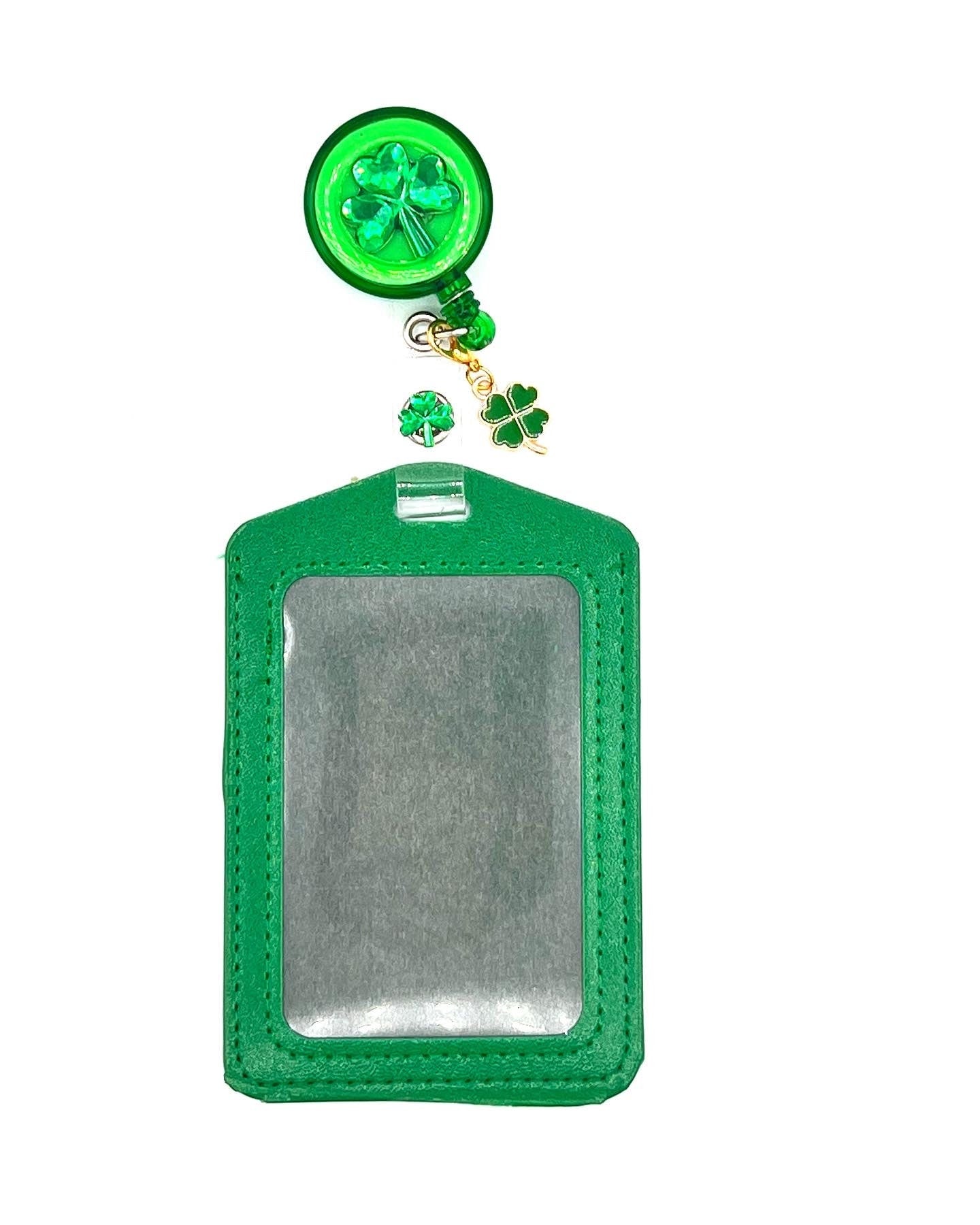 Emerald Green Shamrock Badge Reel