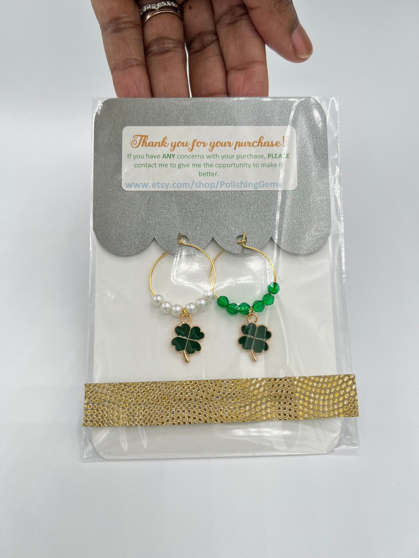 Wine Glass Charm Set - Shamrock 4 Leaf Clover Lucky Charms