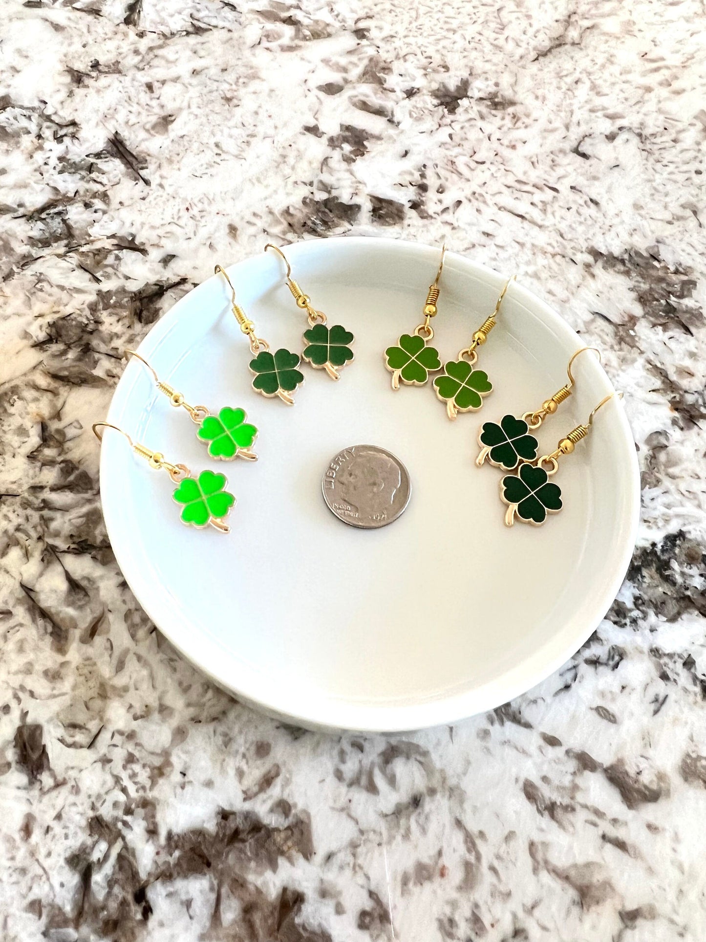 Shamrock 4 Leaf Clover Earrings (Choose From 4 Shades of Green)