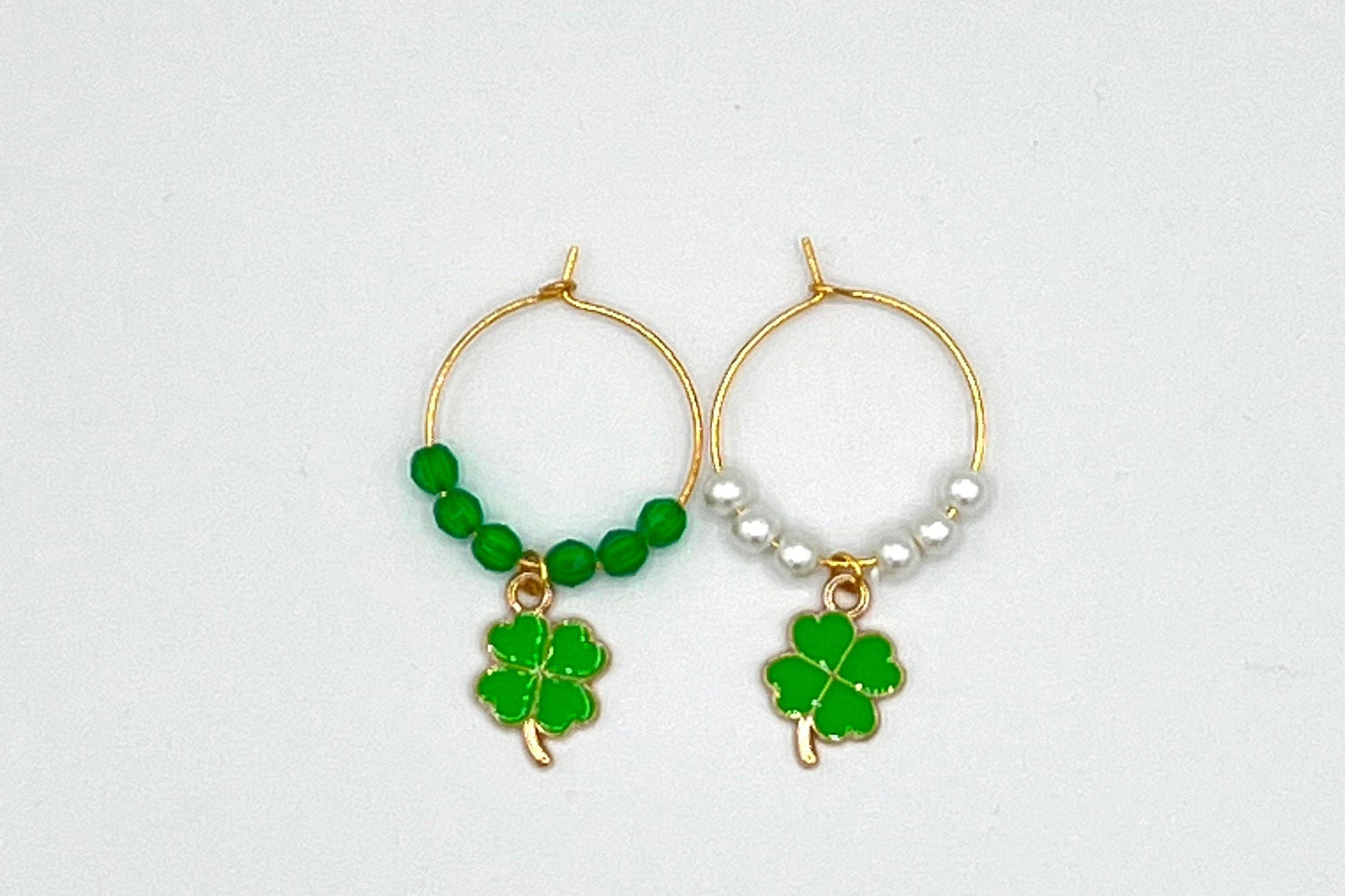 Wine Glass Charm Set - Shamrock 4 Leaf Clover Lucky Charms