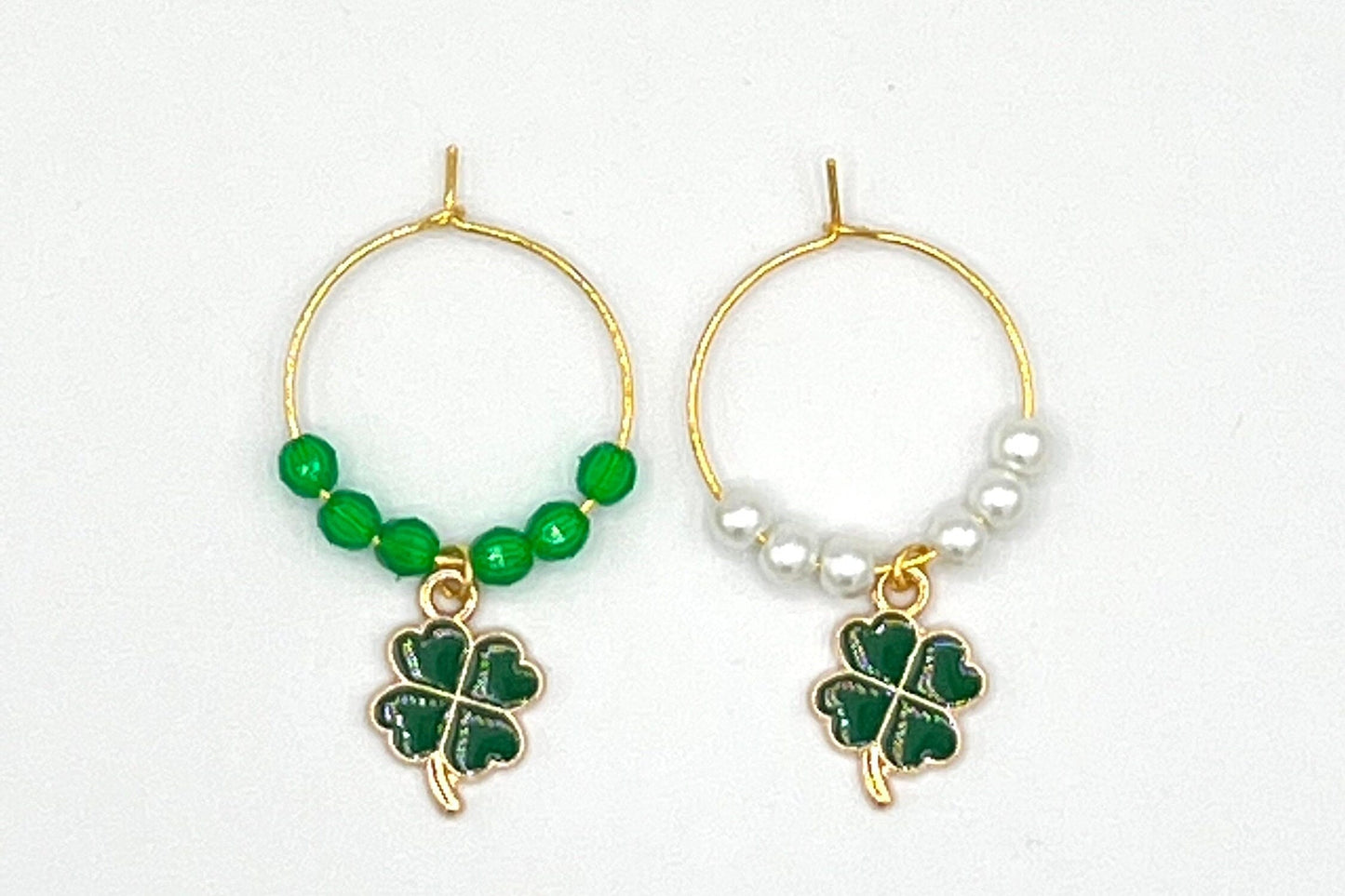 Wine Glass Charm Set - Shamrock 4 Leaf Clover Lucky Charms