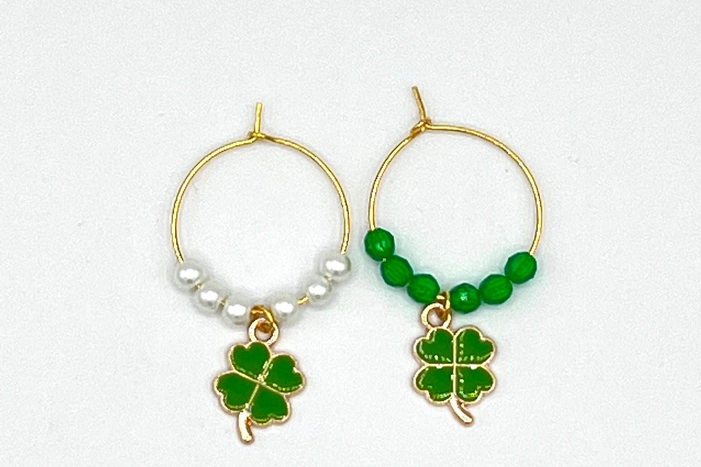 Wine Glass Charm Set - Shamrock 4 Leaf Clover Lucky Charms