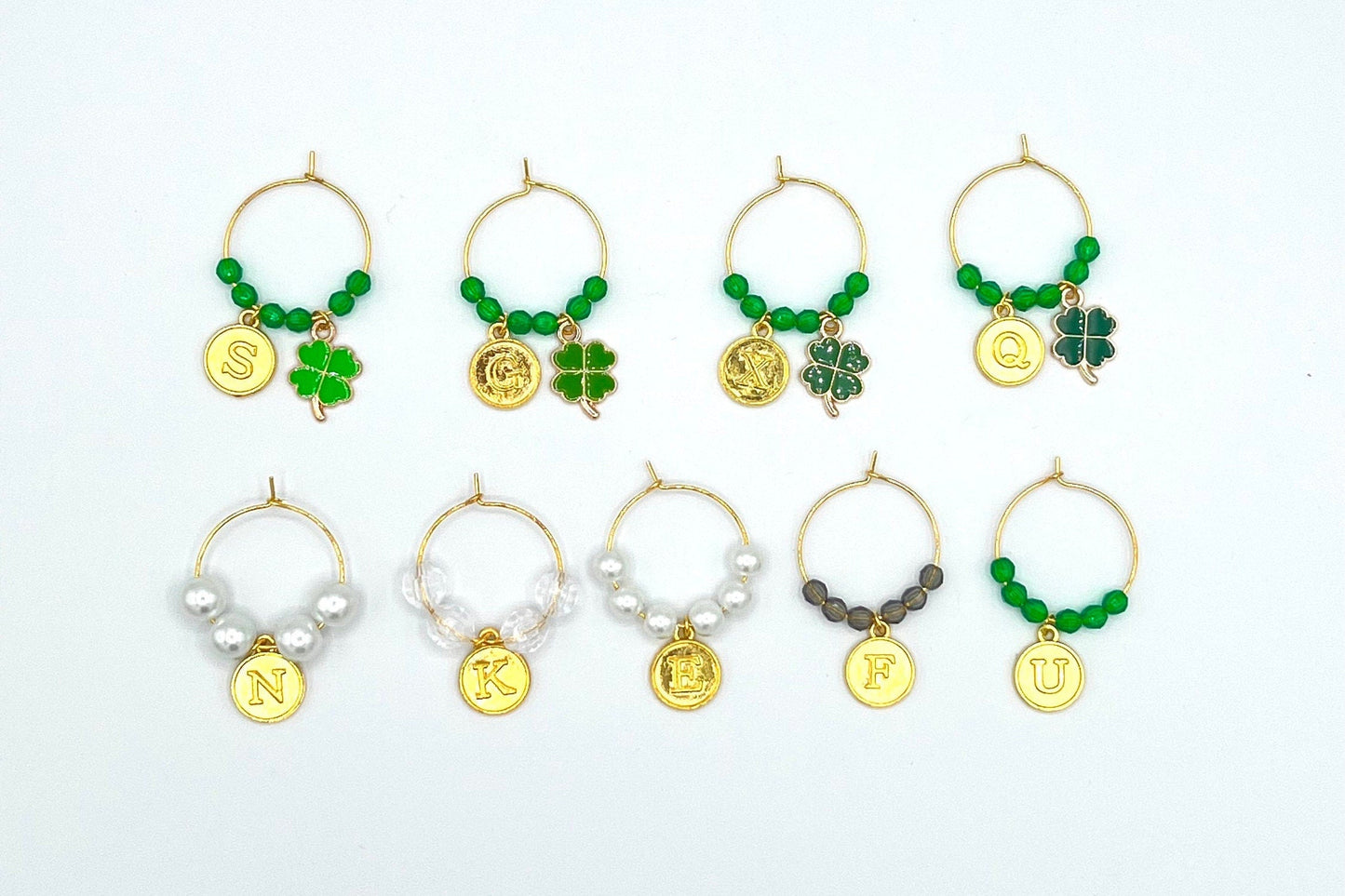 Wine Glass Charms - Shamrock 4 Leaf Clover