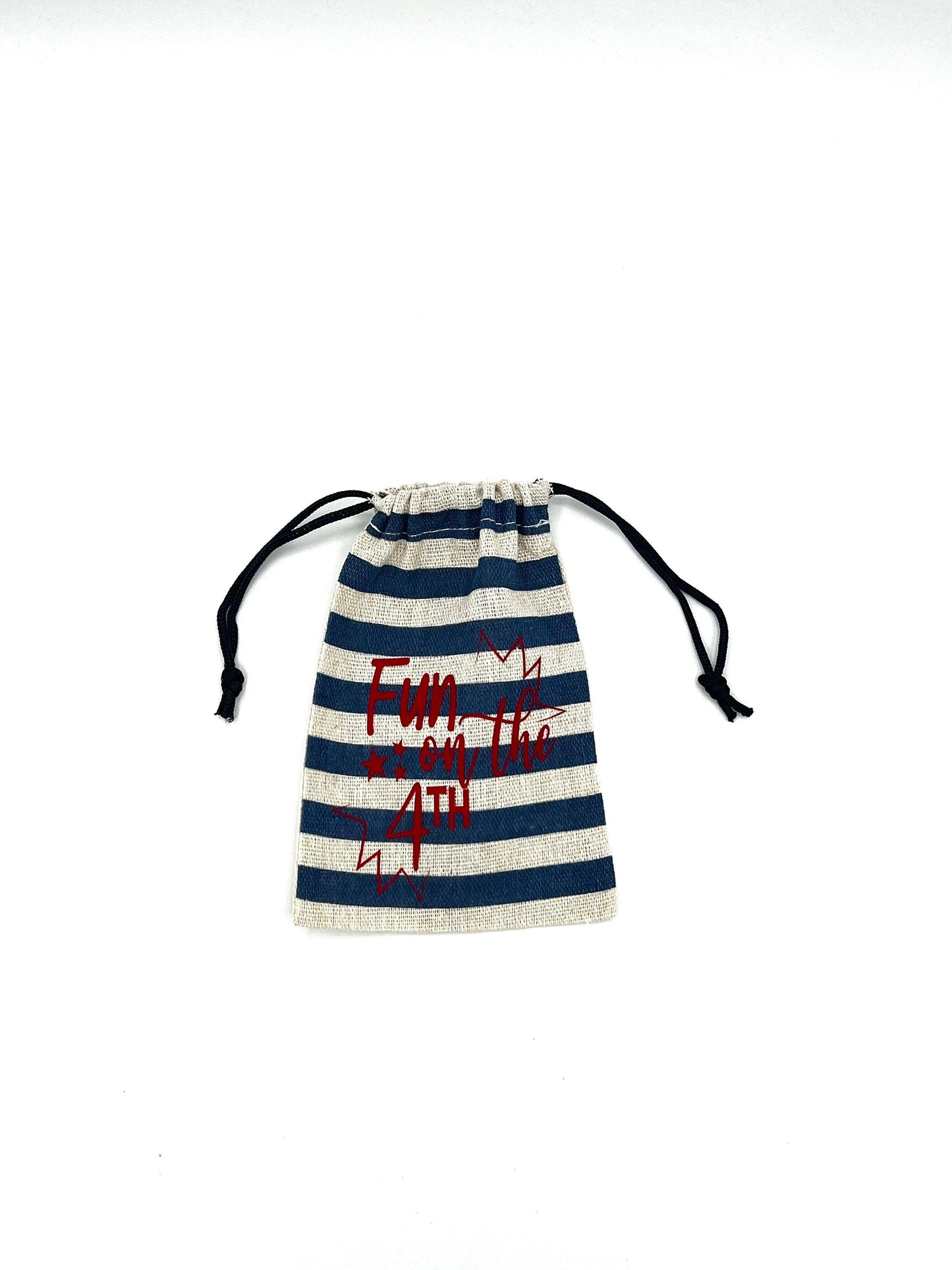 4th of July Linen Canvas Gift Bag, Stars and Stripes Treat Bag