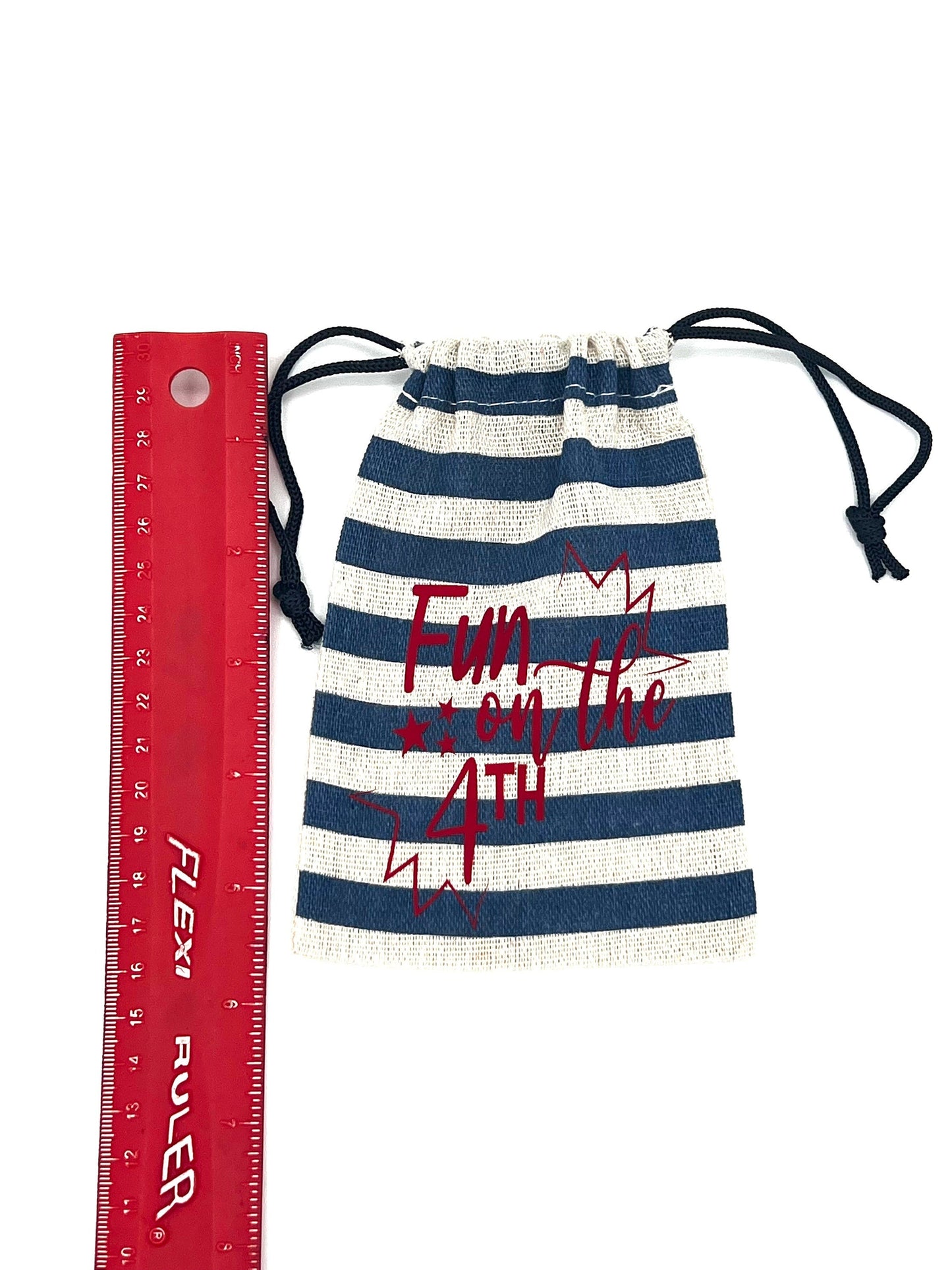 4th of July Linen Canvas Gift Bag, Stars and Stripes Treat Bag