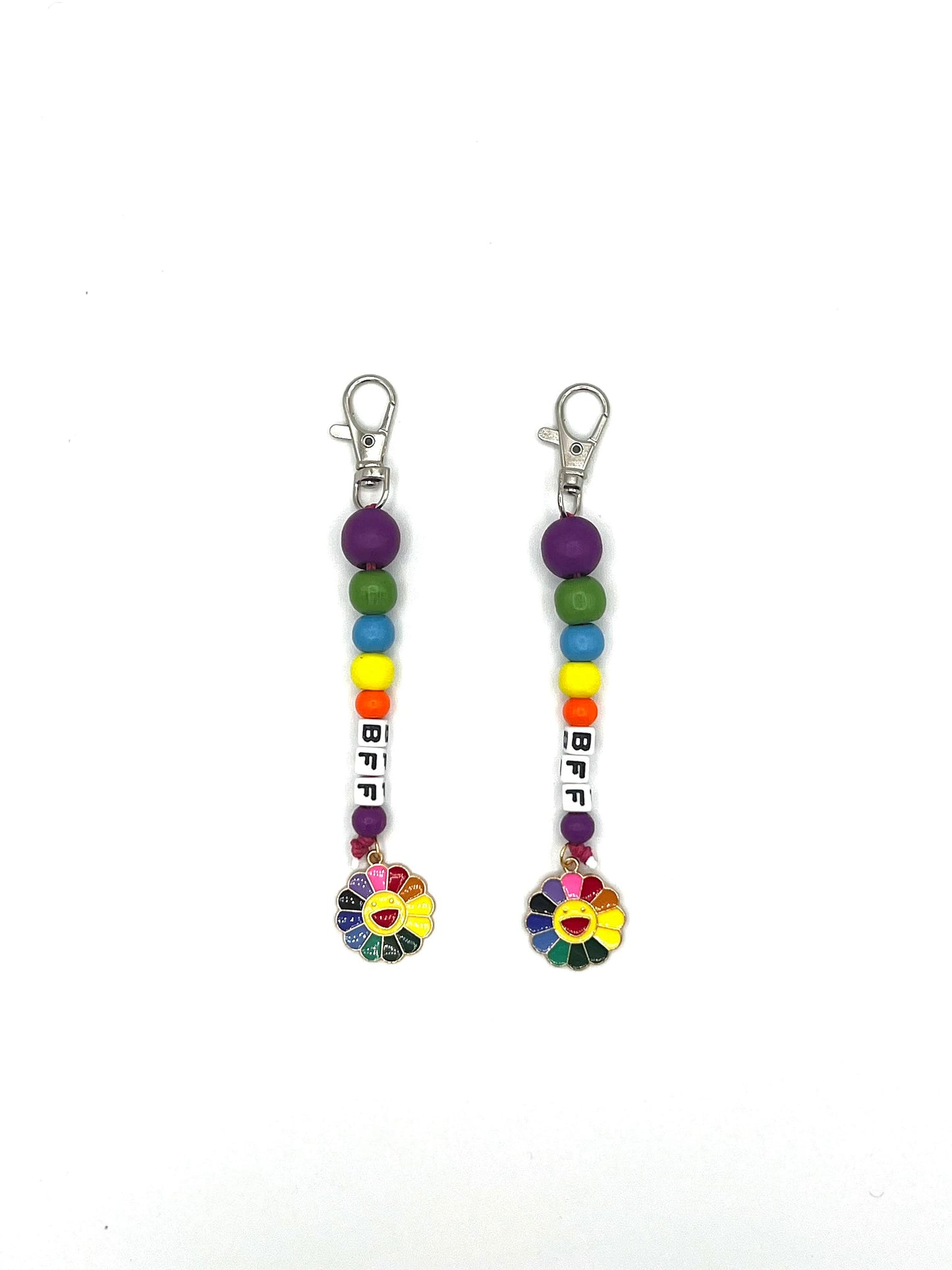 Best Friends Rainbow Flower BFF Keychain Charm Set