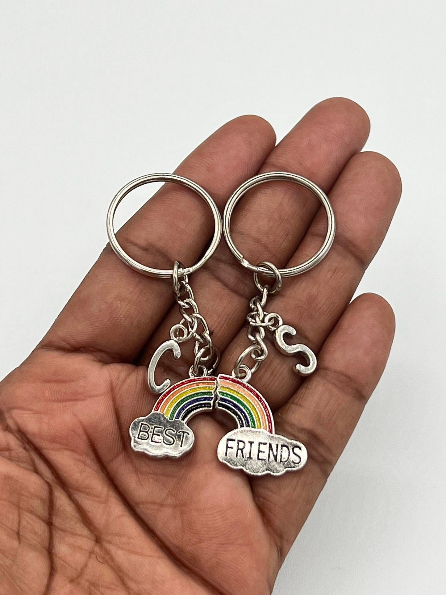 Keychain Charm Set Personalized Rainbow Best Friends