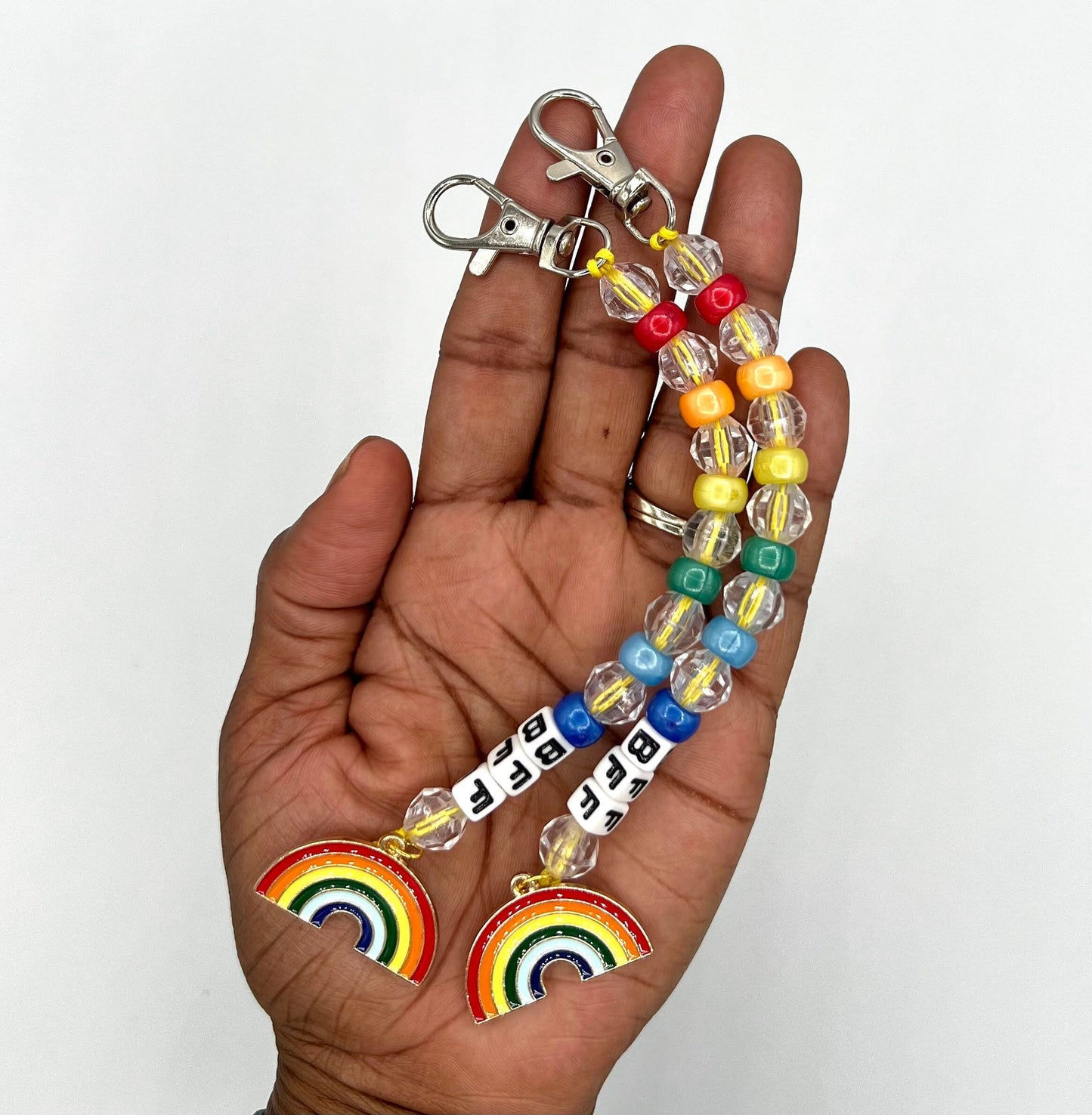 BFF Rainbow Pattern Keychain Charm Set